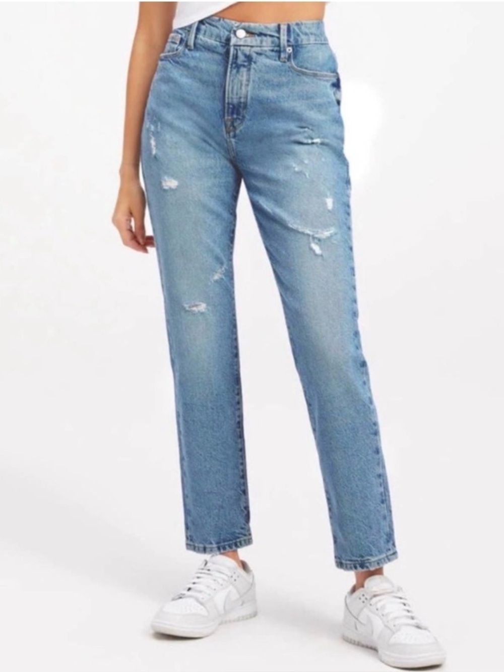 Good American Good Classic Jeans NWT Size 10/30 INDIGO046 Distressed High Rise